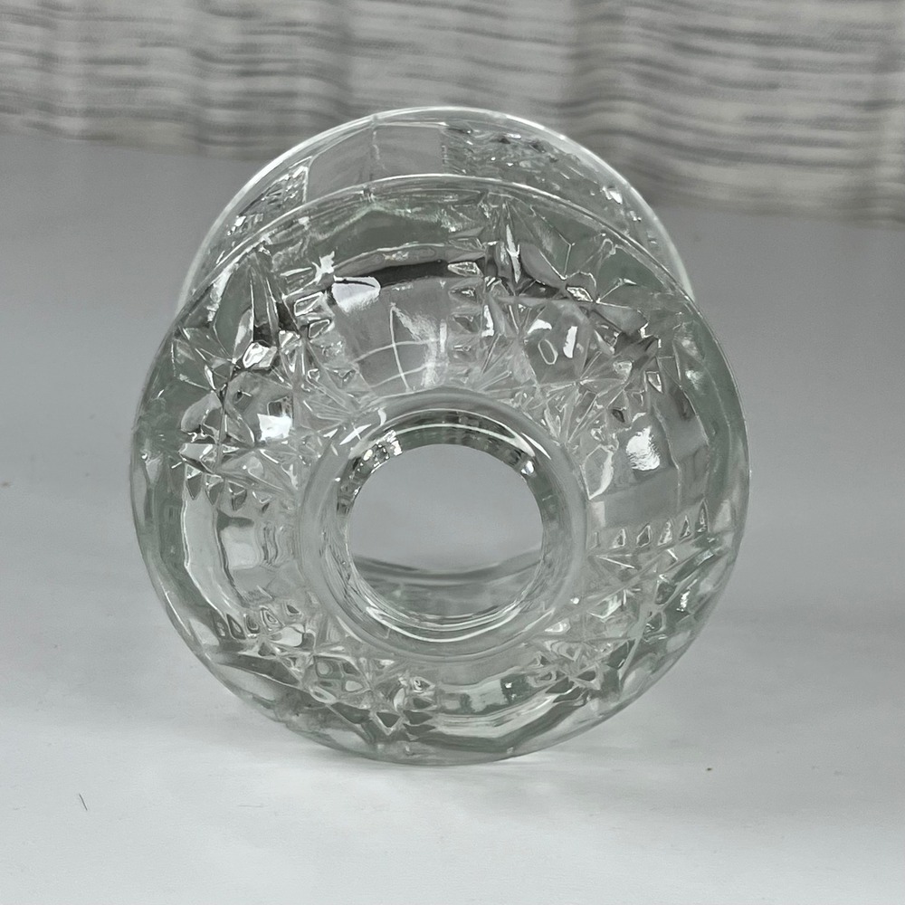 Vintage Clear Pressed Glass Fairy Lamp Shade Only Starburst Diamond 4 Inch - Picture 3 of 10